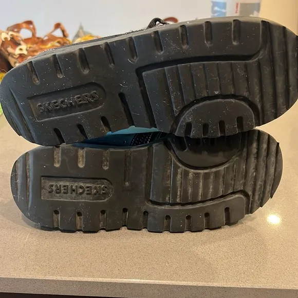 Vtg Y2K Sketchers Jammers Black Leather Platform, Size 8.5