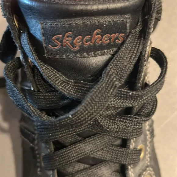 Vtg Y2K Sketchers Jammers Black Leather Platform, Size 8.5