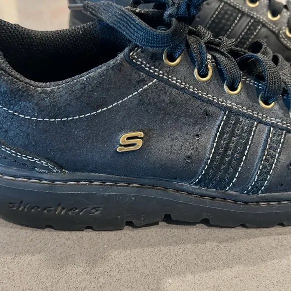 Vtg Y2K Sketchers Jammers Black Leather Platform, Size 8.5