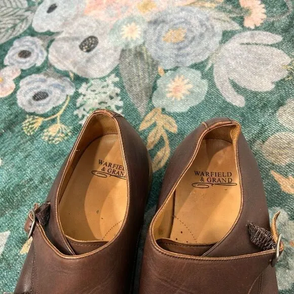 Warfield &amp; Grand Men’s Double Monk Buckle Oxford Dress Shoes Brown Leather 11.5