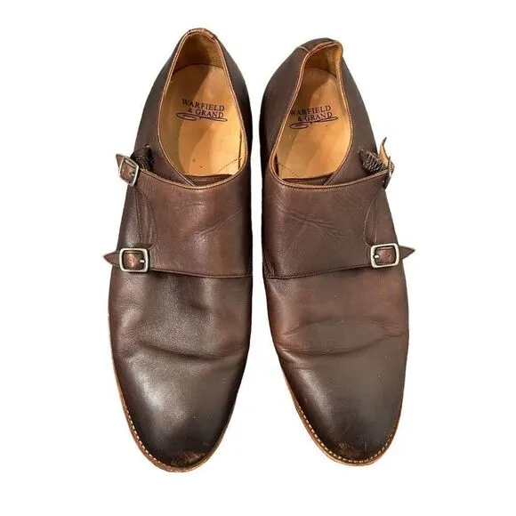 Warfield &amp; Grand Men’s Double Monk Buckle Oxford Dress Shoes Brown Leather 11.5