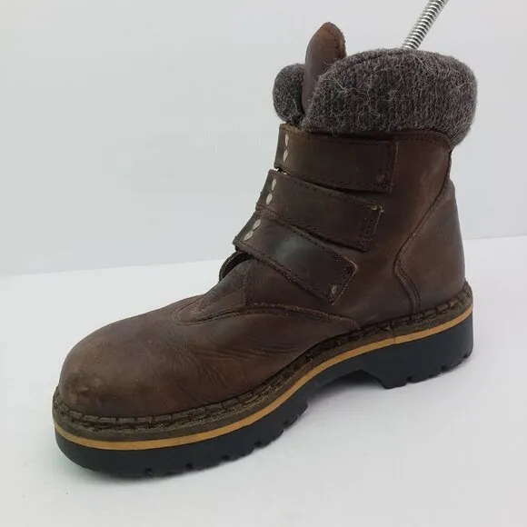 Wesenjak Womens US 6.5-7 Brown Leather Chunky Warm Winter Ankle Boots