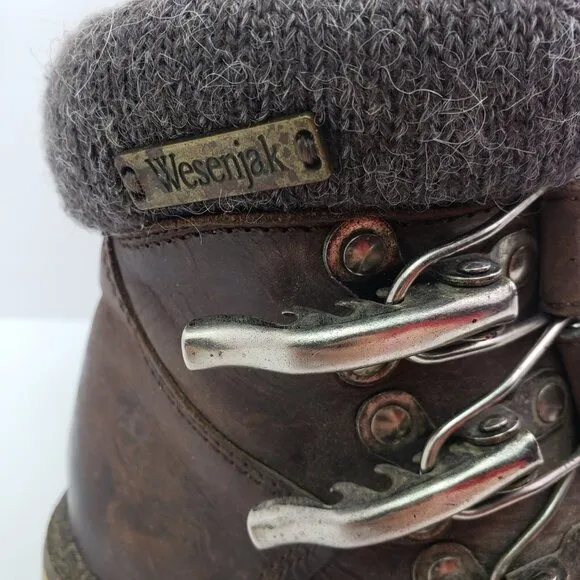 Wesenjak Womens US 6.5-7 Brown Leather Chunky Warm Winter Ankle Boots