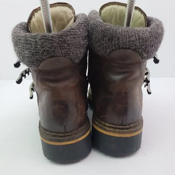 Wesenjak Womens US 6.5-7 Brown Leather Chunky Warm Winter Ankle Boots