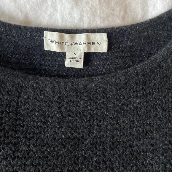 White   Warren Cashmere Waffle Knit Sweater, S