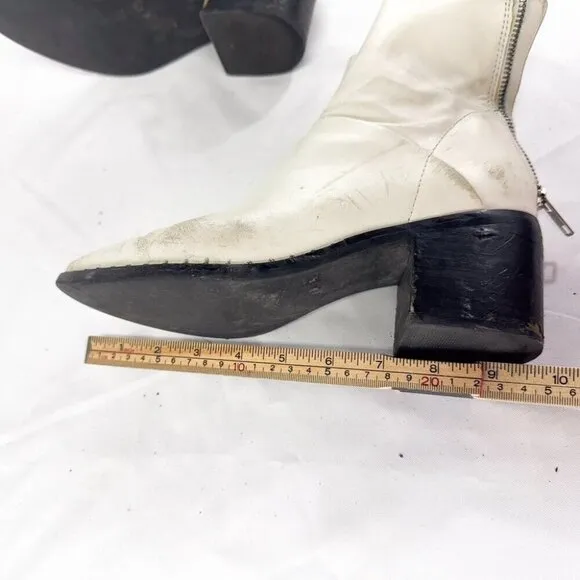 WHITE ZIP UP BOOTS SIZE 7 WOMENS