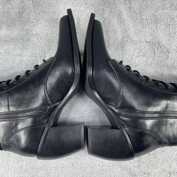 Widow Bewitched Host Ankle Boots Womens Size 10 Black Lace Up Vegan Leather