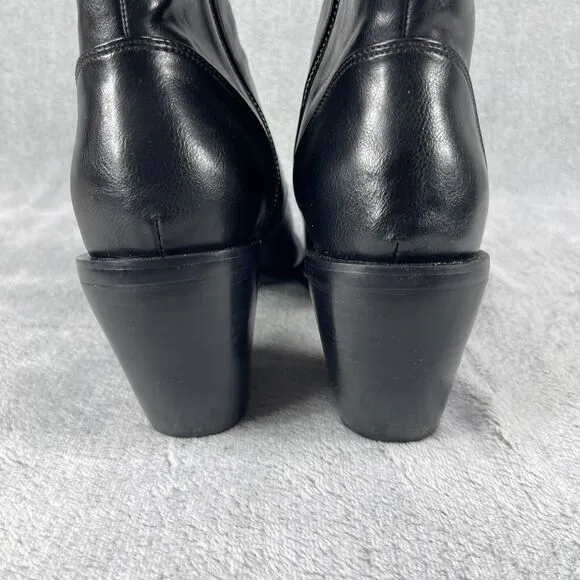 Widow Bewitched Host Ankle Boots Womens Size 10 Black Lace Up Vegan Leather