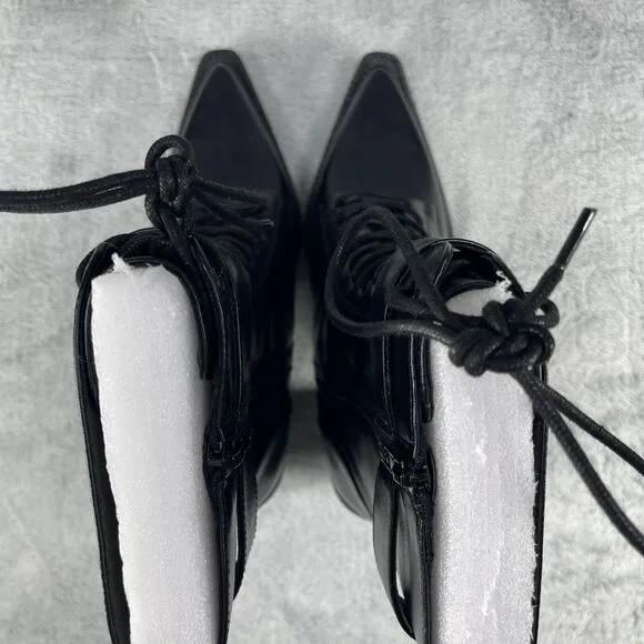 Widow Bewitched Host Ankle Boots Womens Size 10 Black Lace Up Vegan Leather