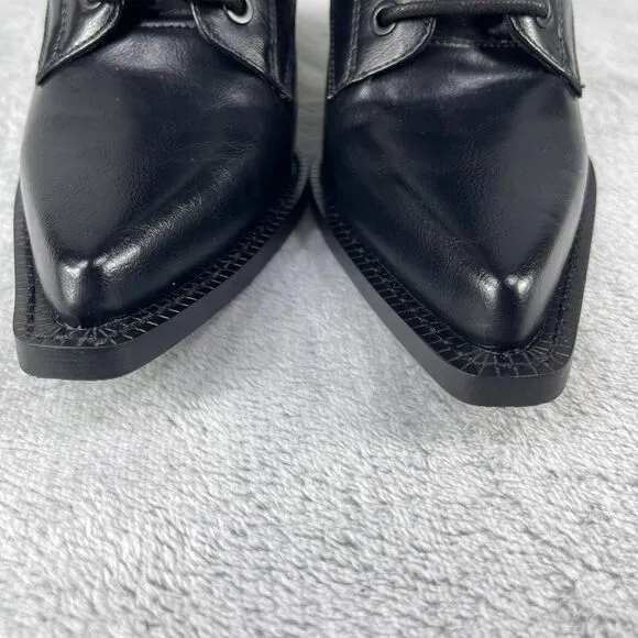 Widow Bewitched Host Ankle Boots Womens Size 10 Black Lace Up Vegan Leather
