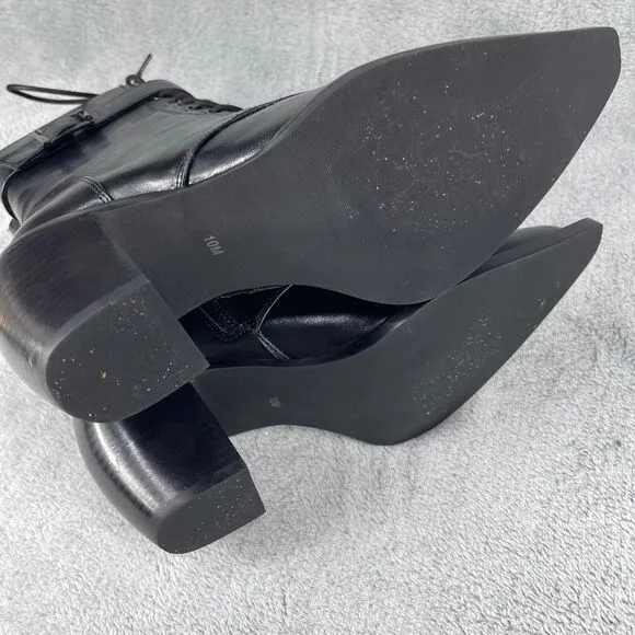 Widow Bewitched Host Ankle Boots Womens Size 10 Black Lace Up Vegan Leather