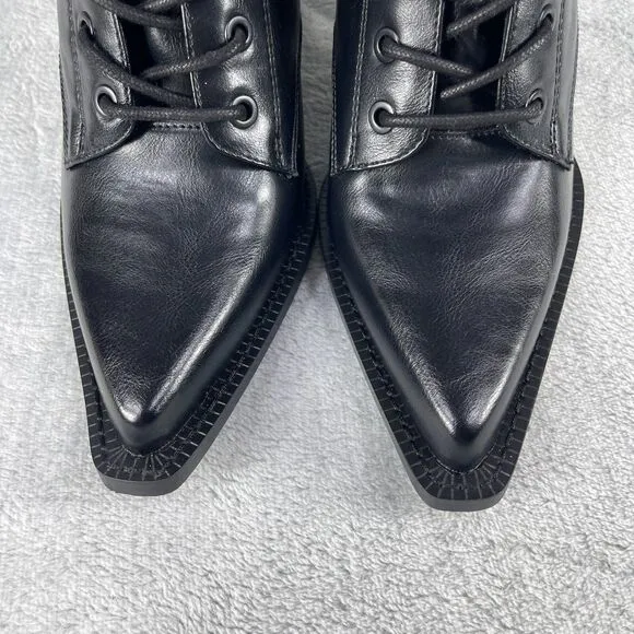 Widow Bewitched Host Ankle Boots Womens Size 10 Black Lace Up Vegan Leather