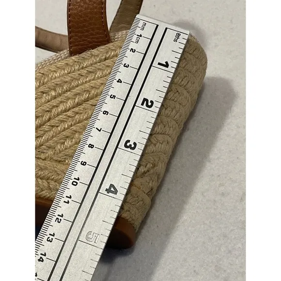 Witchery Juliet Espadrille Wedge Heel Sandals 40 US 9.5 Cream Tan Ankle Strap