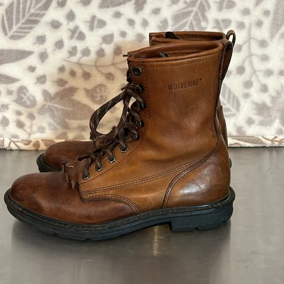 Wolverine Kiltie lace up vibram sole Leather Boots sz 10