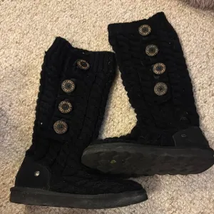 Women's Black Knit Button Boots-Ugg