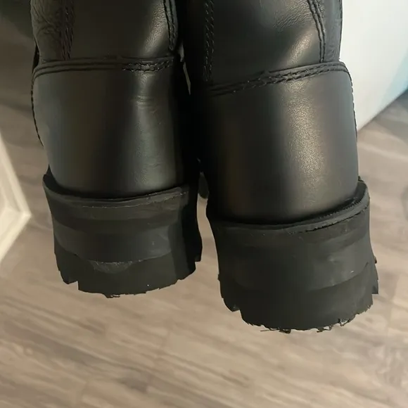 Women’s Black Leather River Road Motorcycle Boots EUC Sz 6.5 M