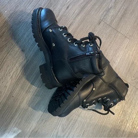 Women’s Black Leather River Road Motorcycle Boots EUC Sz 6.5 M