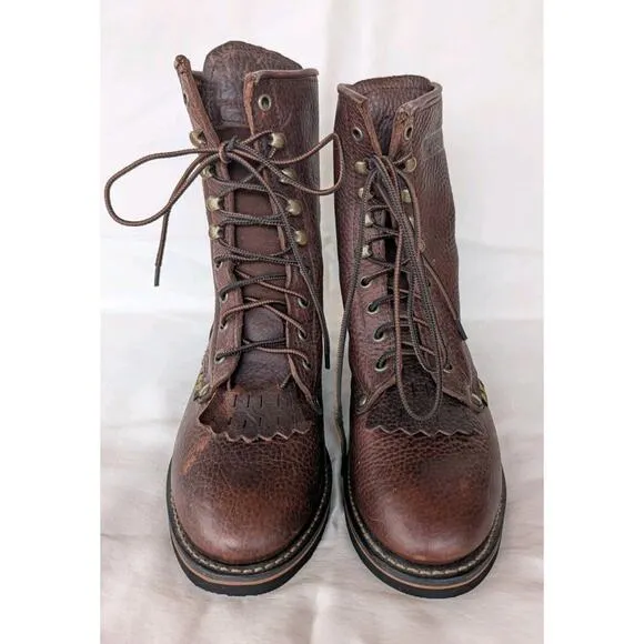 Women's Brown Leather Packer boots Size 7 Ad Tec 2173 New Riding Boots Western