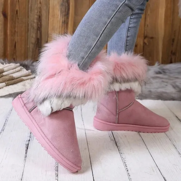 Women's Fashion Comfortable Faux Fur Lining Warm Non-Slip Easy Winter Snow Boots