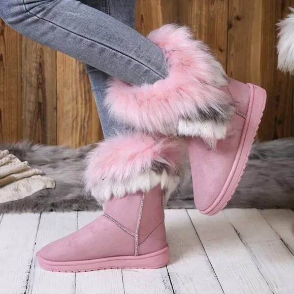 Women's Fashion Comfortable Faux Fur Lining Warm Non-Slip Easy Winter Snow Boots