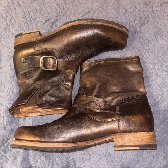 Womens FRYE VERONICA BOOTIE MOTORCYCLE BOOTS 70545 BRONZE sz 9.5