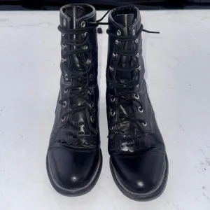 Women's Justin Black Leather Lace Up Boots Size 7.5 E (E Means width)