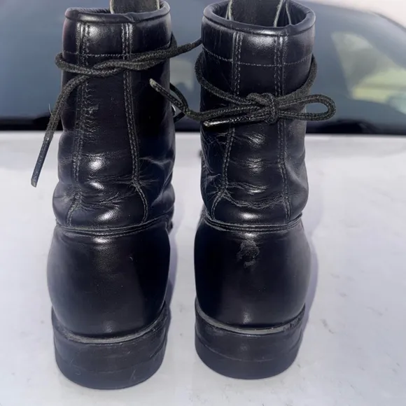 Women's Justin Black Leather Lace Up Boots Size 7.5 E (E Means width)