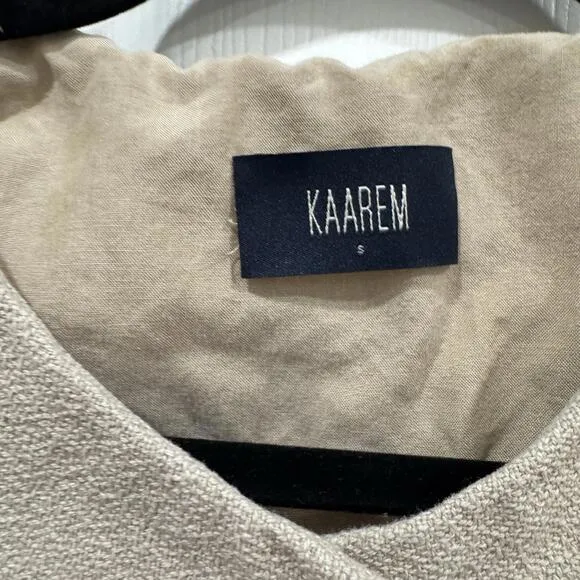 Women’s Kaarem Boat Tie Open Back Top Cardigan Size Small S Beige Tan
