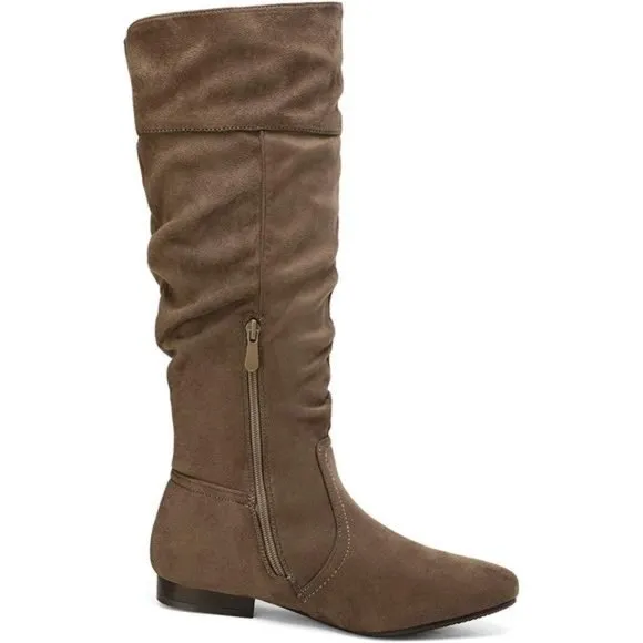 Women's Knee High Pull On Fall Weather Winter Boots, Taupe