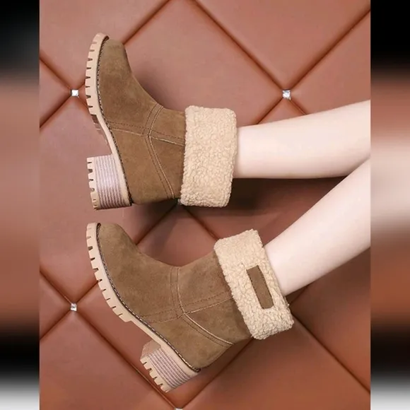 Women's New Autumn Winter European And American Mid-Calf Thick Heel Snow Boots