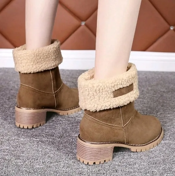 Women's New Autumn Winter European And American Mid-Calf Thick Heel Snow Boots