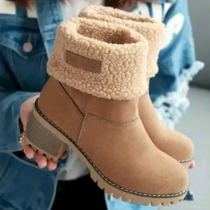 Women's New Autumn Winter European And American Mid-Calf Thick Heel Snow Boots