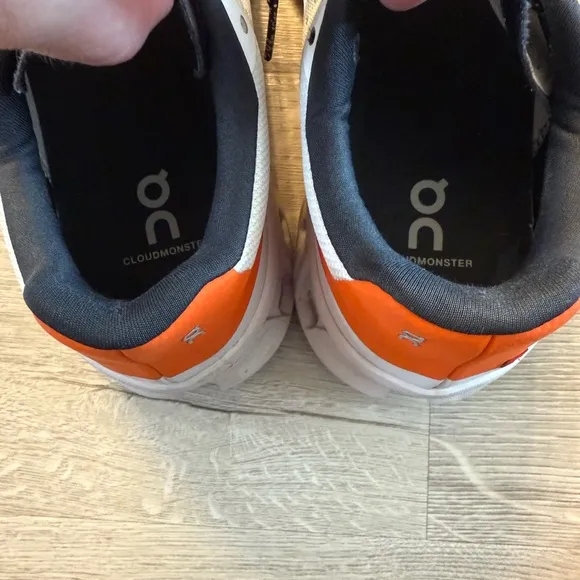 Women's On Running On Cloud Shoes - White and Pink/Orange barely worn.