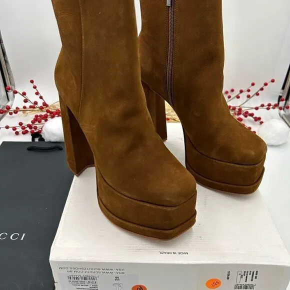 Women’s Schutz suede platform ankle boots, size 9 made in Brazil