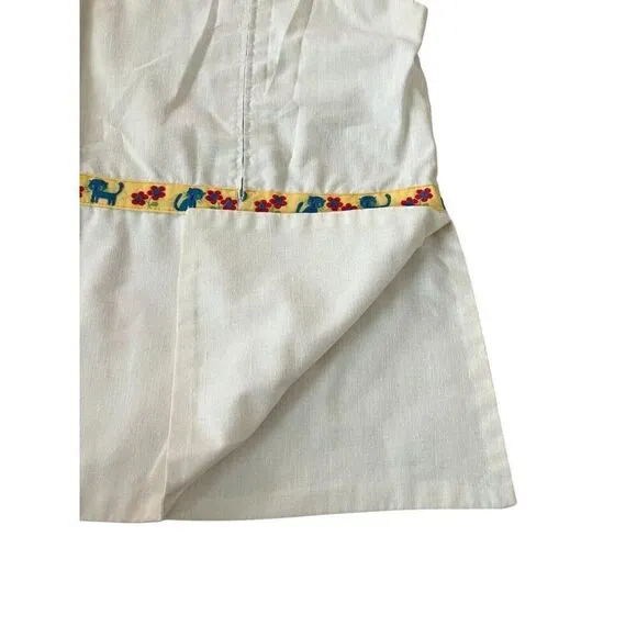 Womens Sheath Mini Dress Ivory Cat Floral Sleeveless Chest Pocket Side Slit