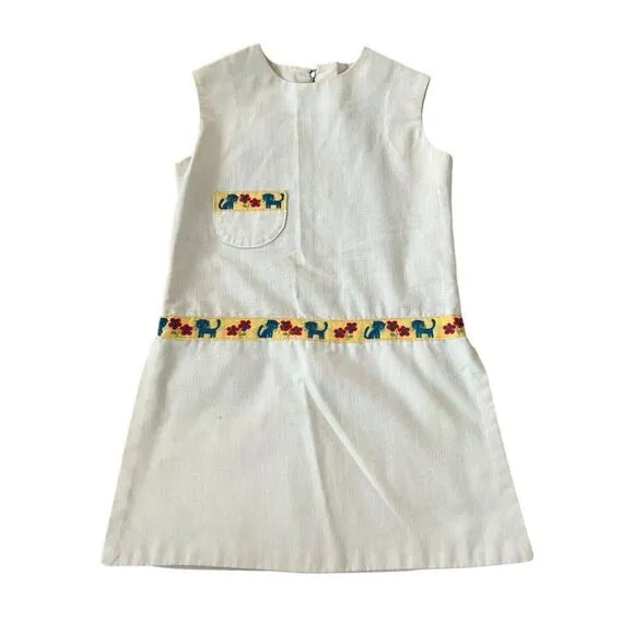 Womens Sheath Mini Dress Ivory Cat Floral Sleeveless Chest Pocket Side Slit