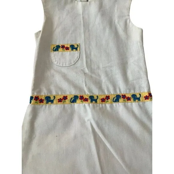 Womens Sheath Mini Dress Ivory Cat Floral Sleeveless Chest Pocket Side Slit