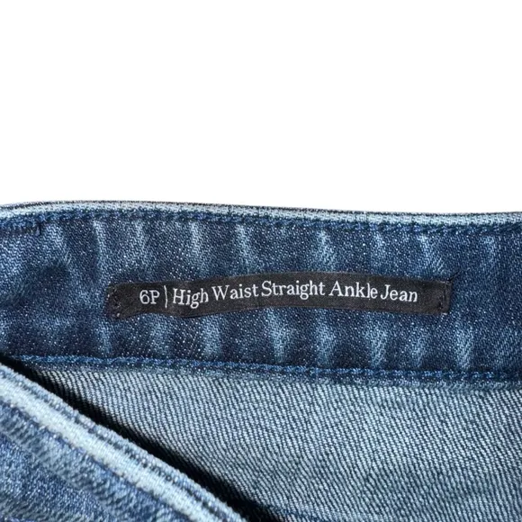 Women's Talbots Sequin Striped Jeans Size 6P Blue High Waist Straight Ankle