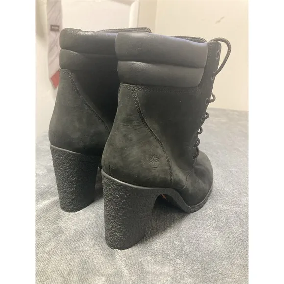 Womens Timberland Tillston High Heel Black Nubuck Boots.‎ Size 9.5.