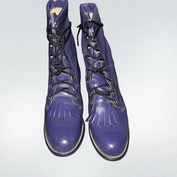 Women's Unbranded Purple Leather Lace-Up Ankle Boots Women's 5.5