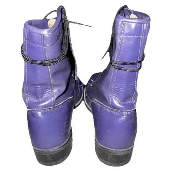 Women's Unbranded Purple Leather Lace-Up Ankle Boots Women's 5.5
