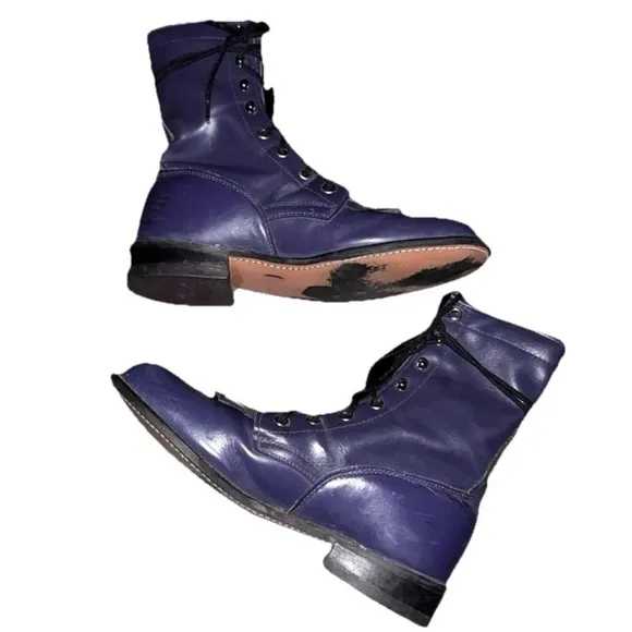 Women's Unbranded Purple Leather Lace-Up Ankle Boots Women's 5.5