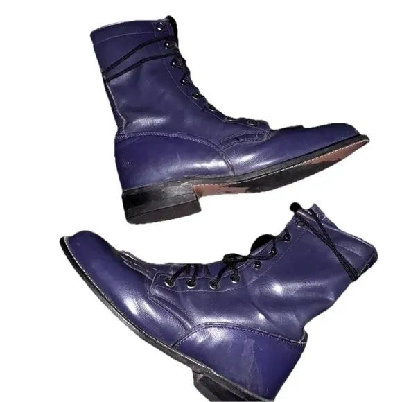 Women's Unbranded Purple Leather Lace-Up Ankle Boots Women's 5.5