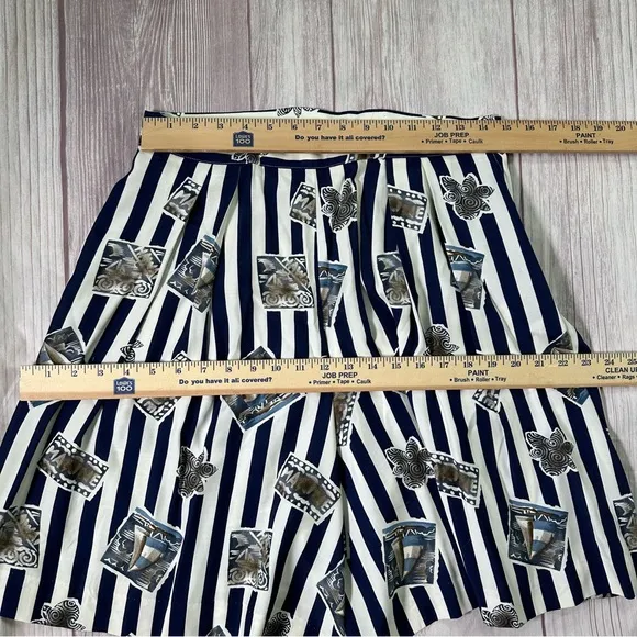 Women’s Vintage Brooks Brothers Navy &amp; Off White Nautical Ocean Bermuda Shorts