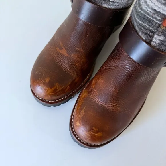 Woolrich Baltimore Harness Boots Womens Brown Motorcycle Biker Rider Wool SZ 7.5