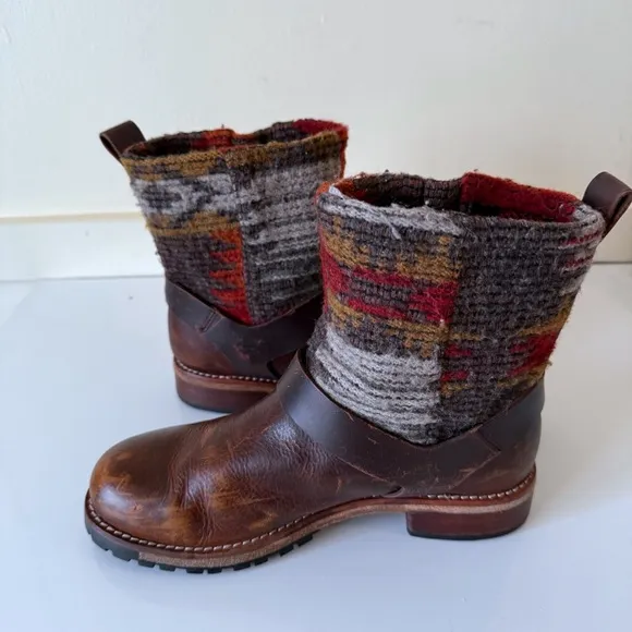 Woolrich Baltimore Harness Boots Womens Brown Motorcycle Biker Rider Wool SZ 7.5