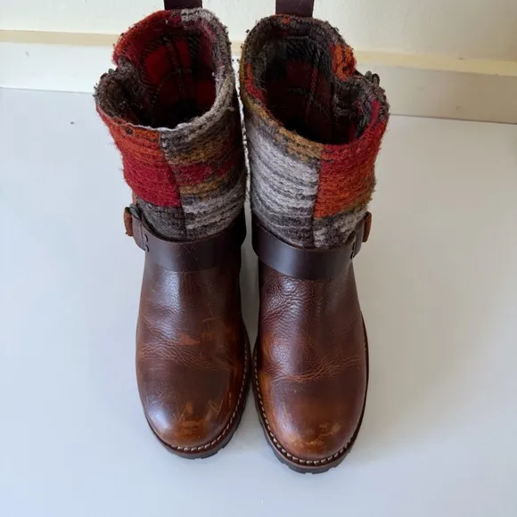 Woolrich Baltimore Harness Boots Womens Brown Motorcycle Biker Rider Wool SZ 7.5