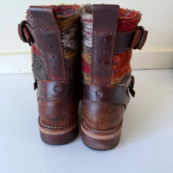 Woolrich Baltimore Harness Boots Womens Brown Motorcycle Biker Rider Wool SZ 7.5