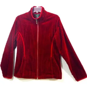 Woolrich deep ruby ribbed velvety zip front jacket M
