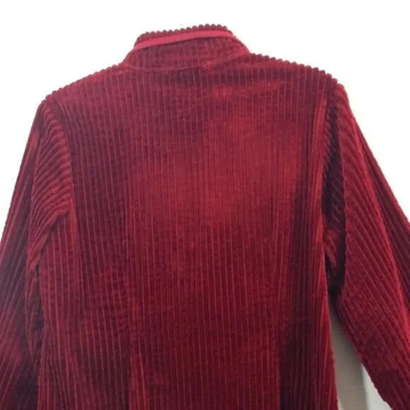 Woolrich deep ruby ribbed velvety zip front jacket M